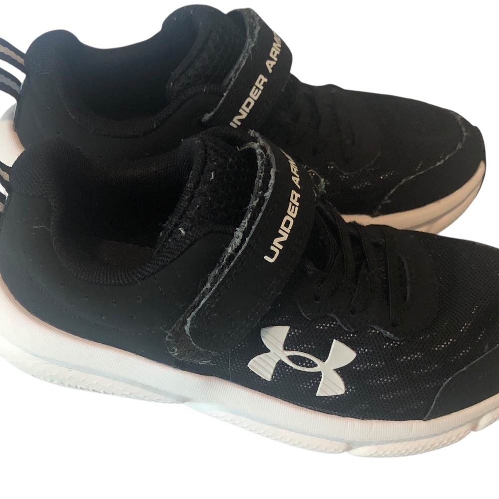 Under Armour Black and White Kids' Velcro Athletic Sneakers
